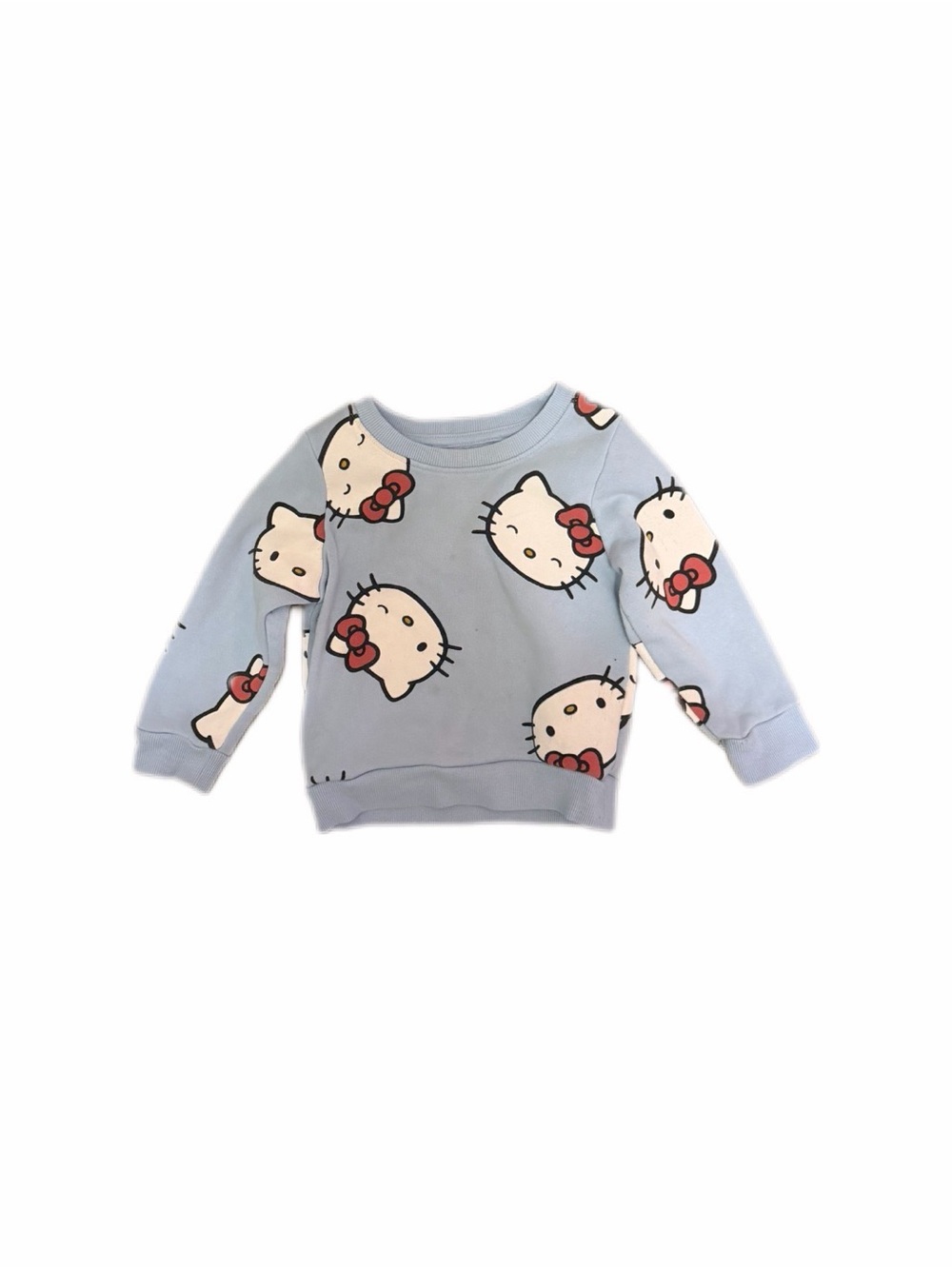 Hello Kitty Pastel Blue Kids Sweatshirt with Red Bow Print